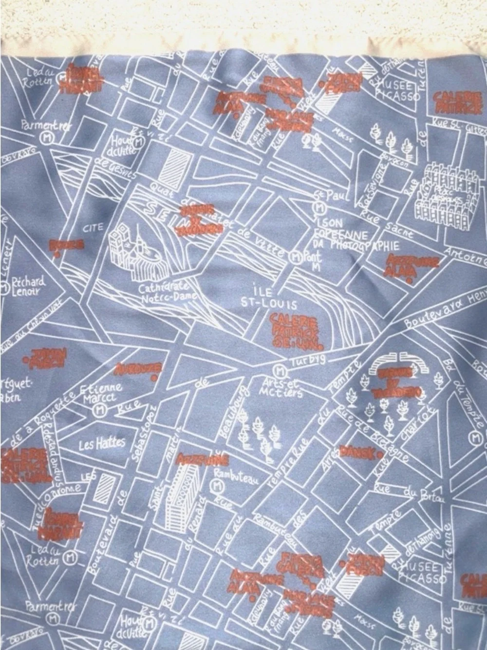 Paris Map Scarf Blue Travel Souvenir France City Map Square Scarf
